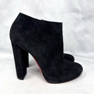 Christian Louboutin Rock and Gold 120 Suede Platform Block Heel Ankle Boots 38